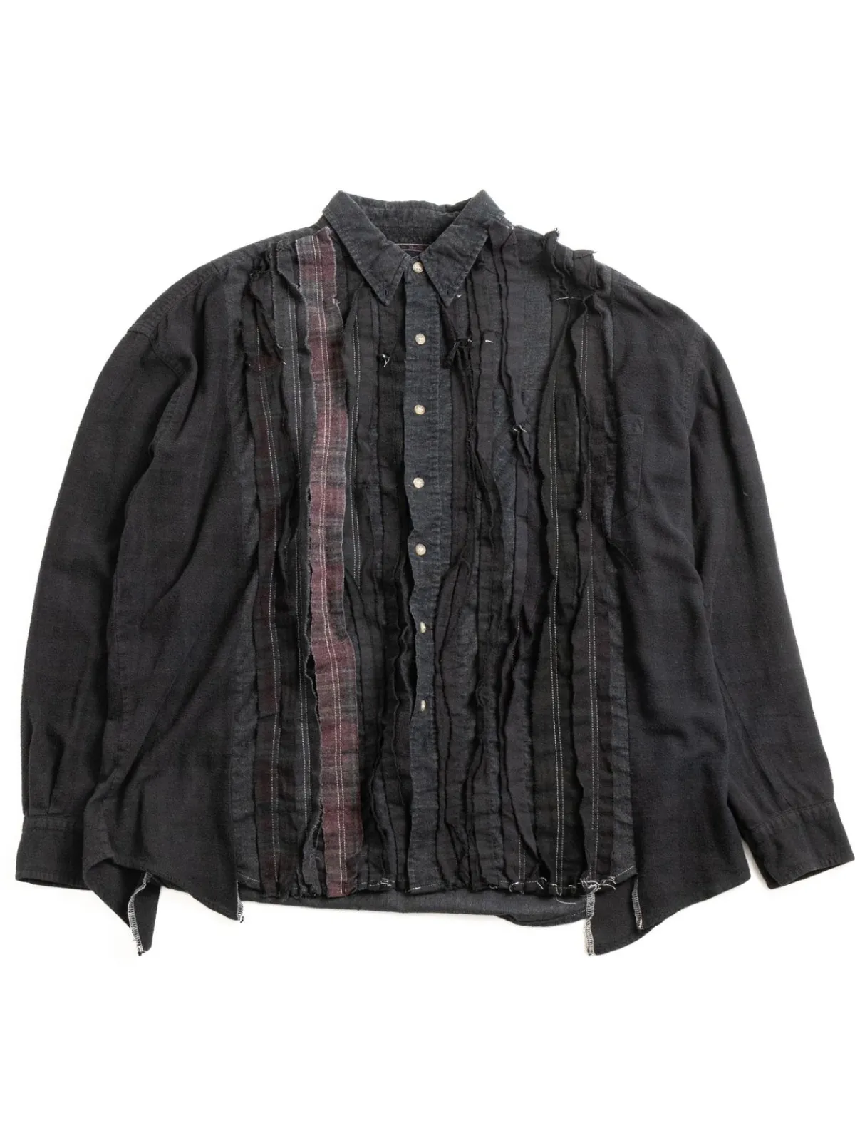 REBUILD BY FLANNEL SHIRT RIBBON WIDE OVER DYE BLACK (B) | Needles Store