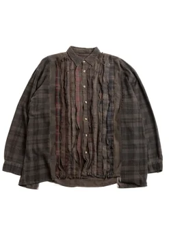 REBUILD BY FLANNEL SHIRT RIBBON WIDE OVER DYE BROWN (B) | Needles Best Sale