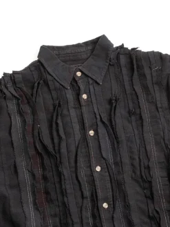 REBUILD BY FLANNEL SHIRT RIBBON WIDE OVER DYE BLACK (C) | Needles Store