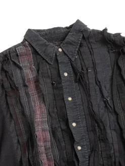REBUILD BY FLANNEL SHIRT RIBBON WIDE OVER DYE BLACK (B) | Needles Store