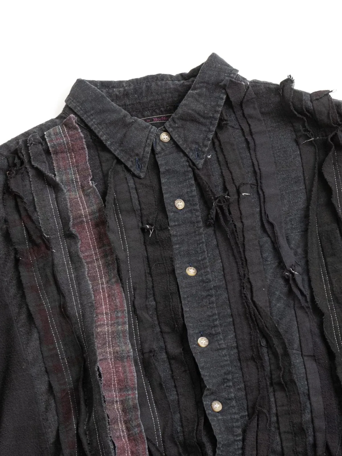REBUILD BY FLANNEL SHIRT RIBBON WIDE OVER DYE BLACK (B) | Needles Store