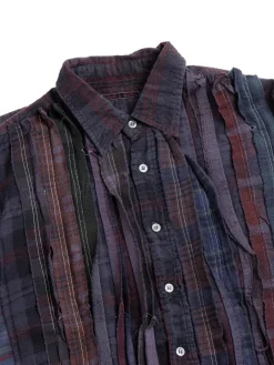 REBUILD BY FLANNEL SHIRT RIBBON WIDE OVER DYE BLUE (C) | Needles Sale