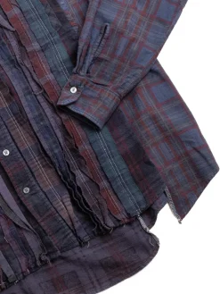 REBUILD BY FLANNEL SHIRT RIBBON WIDE OVER DYE BLUE (C) | Needles Sale