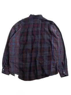 REBUILD BY FLANNEL SHIRT RIBBON WIDE OVER DYE BLUE (C) | Needles Sale