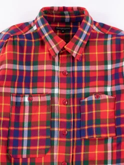 Red/Green/Yellow Cotton Twill Plaid Work Shirt | Engineered Garments Online