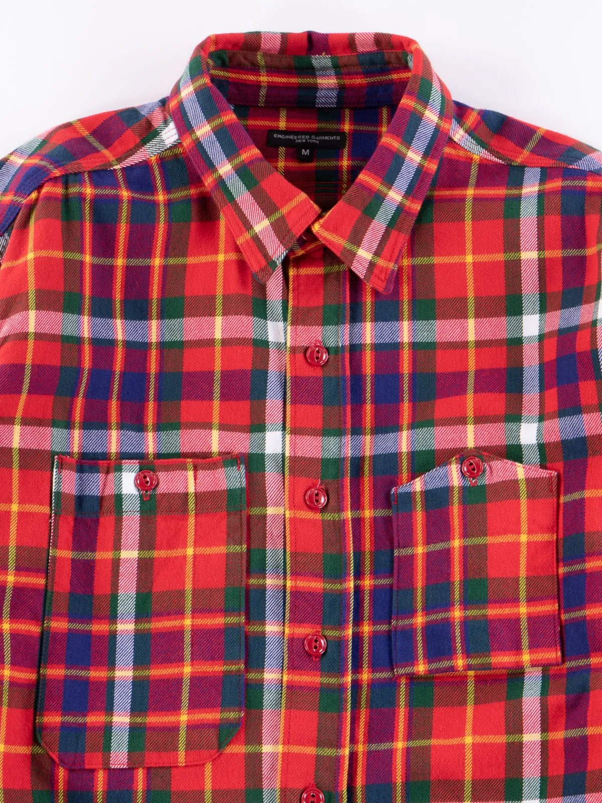 Red/Green/Yellow Cotton Twill Plaid Work Shirt | Engineered Garments Online