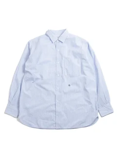 REGULAR COLLAR STRIPE WIND SHIRT SAX | Nanamica Best Sale