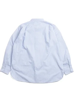 REGULAR COLLAR STRIPE WIND SHIRT SAX | Nanamica Best Sale