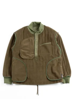 REVERSIBLE QUILT PULLOVER OLIVE | The Bureau Belfast Cheap
