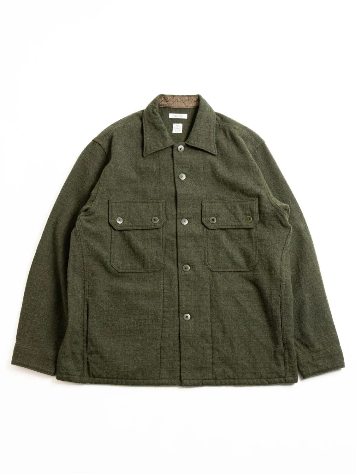 RIP–STOP WOOL C.P.O SHIRT OLIVE | SEUVAS Hot
