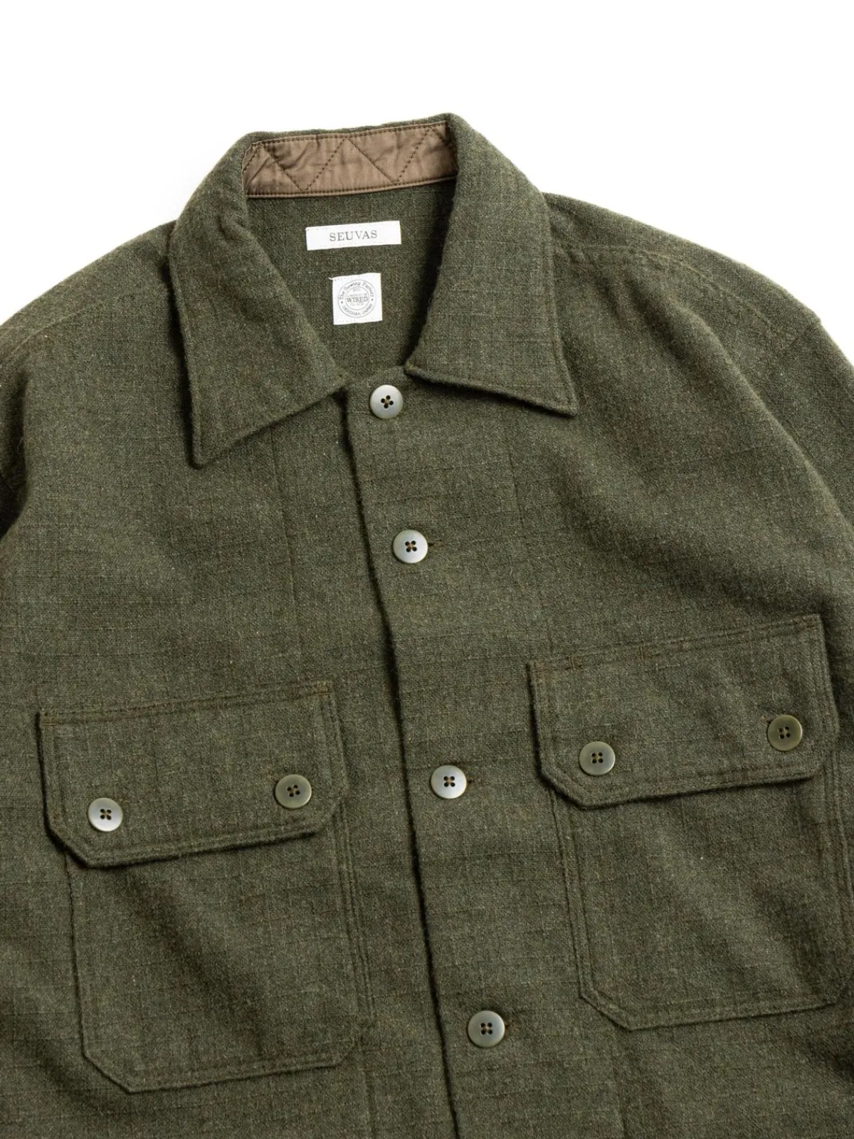 RIP–STOP WOOL C.P.O SHIRT OLIVE | SEUVAS Hot