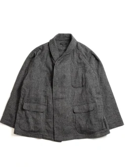 SMOKING JACKET GREY POLY WOOL HERRINGBONE | Engineered Garments Online