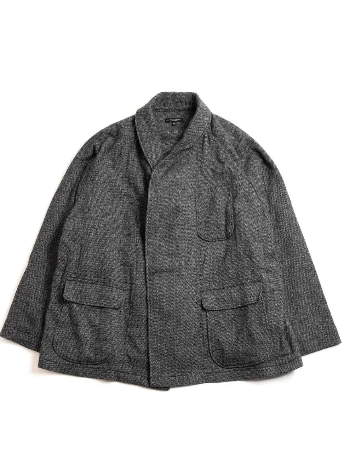 SMOKING JACKET GREY POLY WOOL HERRINGBONE | Engineered Garments Online