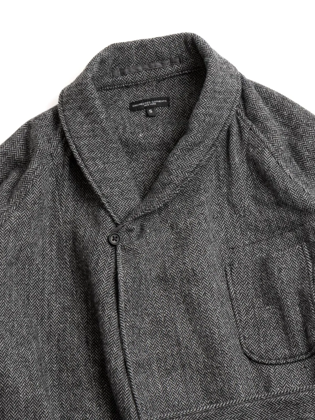 SMOKING JACKET GREY POLY WOOL HERRINGBONE | Engineered Garments Online