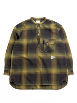 THERMONEL CHECK PULLOVER SHIRT KHAKI | and wander Best