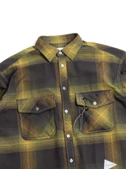 THERMONEL CHECK SHIRT KHAKI | and wander Store