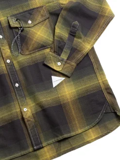 THERMONEL CHECK SHIRT KHAKI | and wander Store