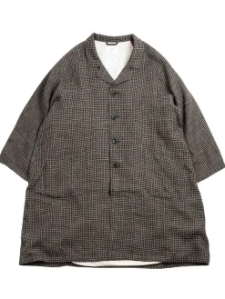 WOOL CHECK RAGLAN ATELIER COAT BLACK | H.UNIT Outlet