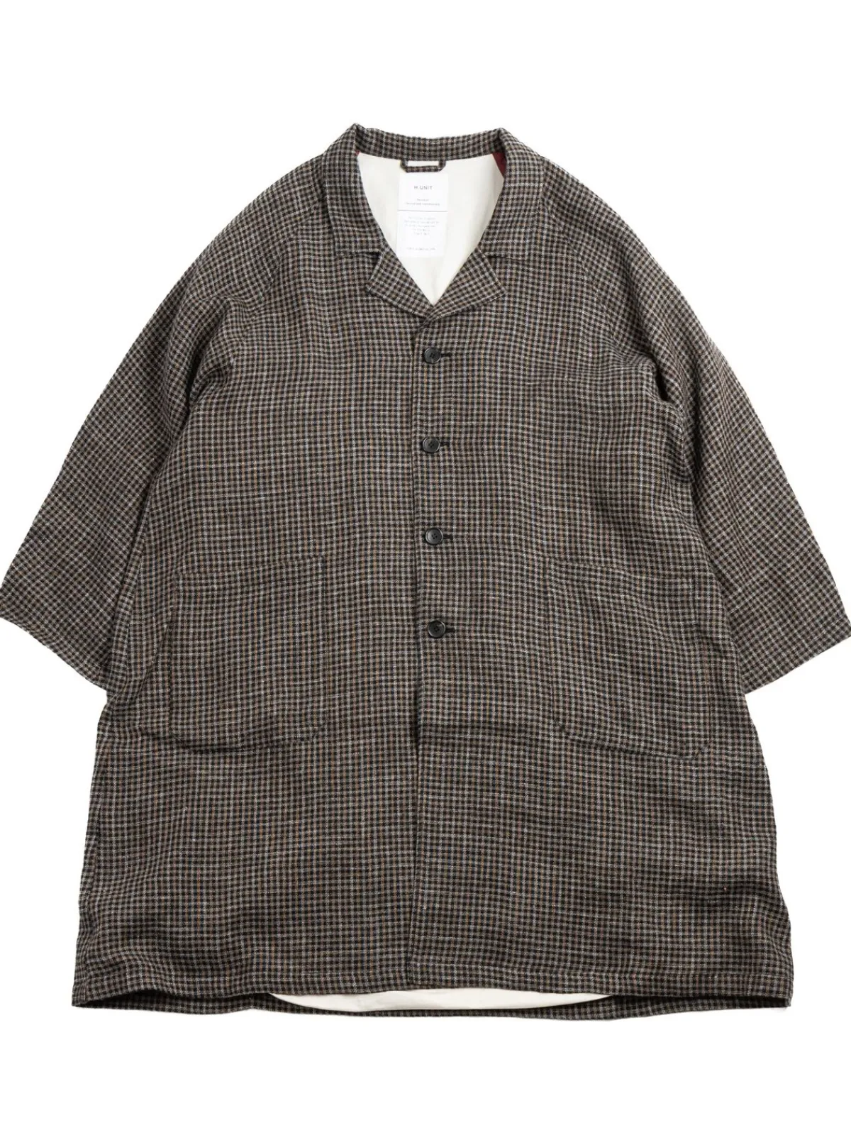 WOOL CHECK RAGLAN ATELIER COAT BLACK | H.UNIT Outlet