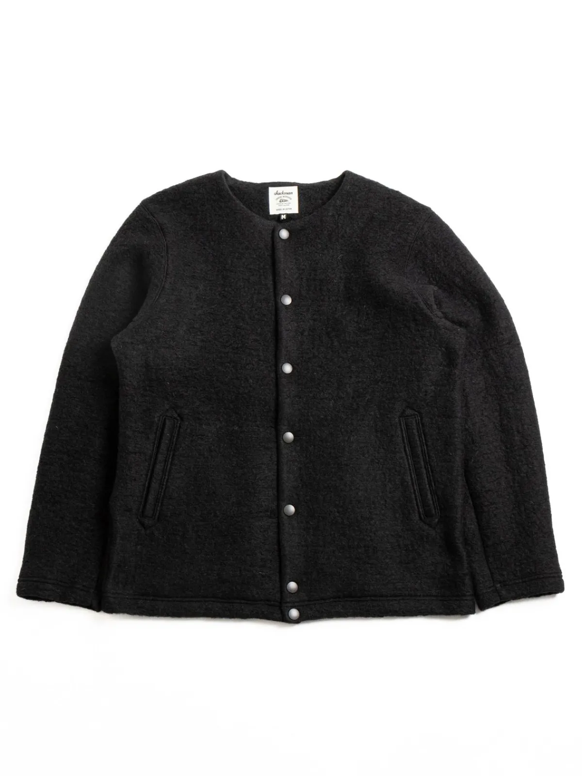 WOOL COLLARLESS JACKET BLACK | Jackman Flash Sale