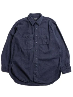 WORK SHIRT NAVY COTTON HERRINGBONE FLANNEL | Engineered Garments Best