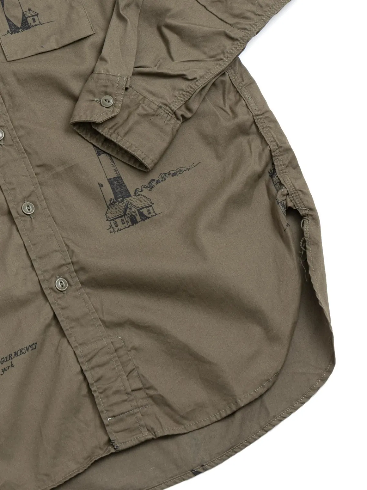 WORK SHIRT OLIVE LH PRINTED SANDED TWILL | Engineered Garments Shop