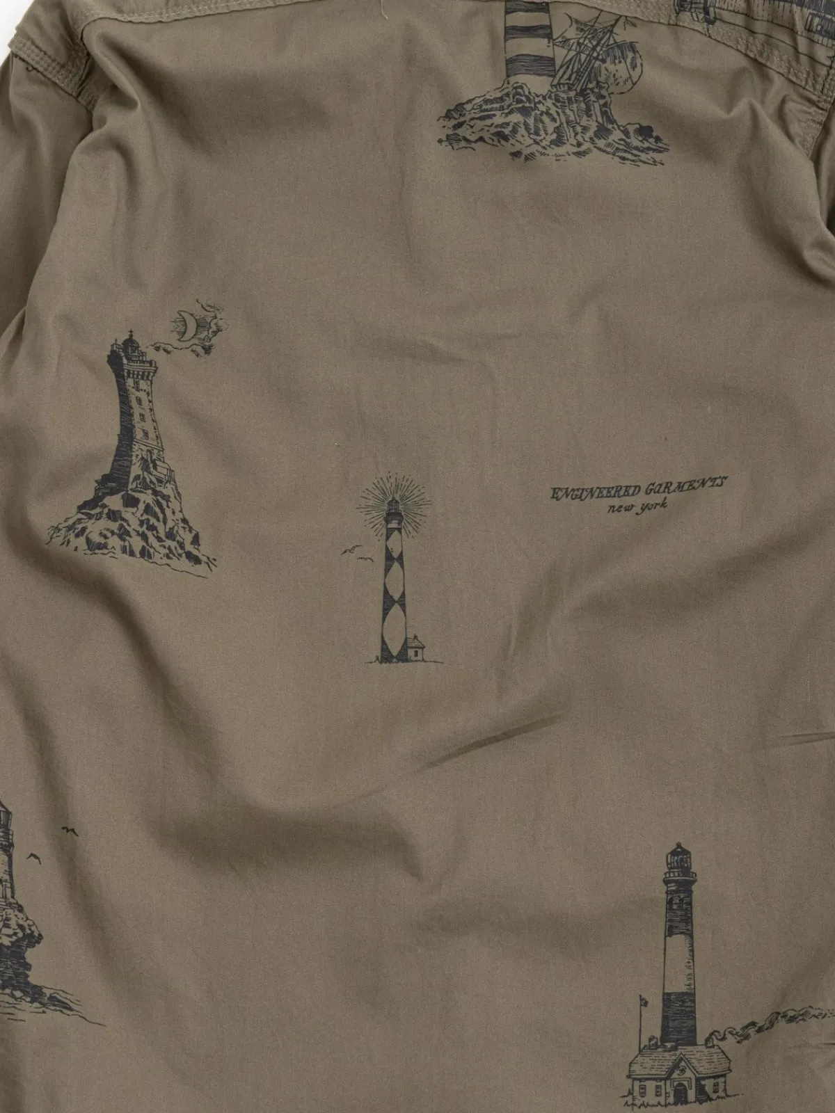 WORK SHIRT OLIVE LH PRINTED SANDED TWILL | Engineered Garments Shop