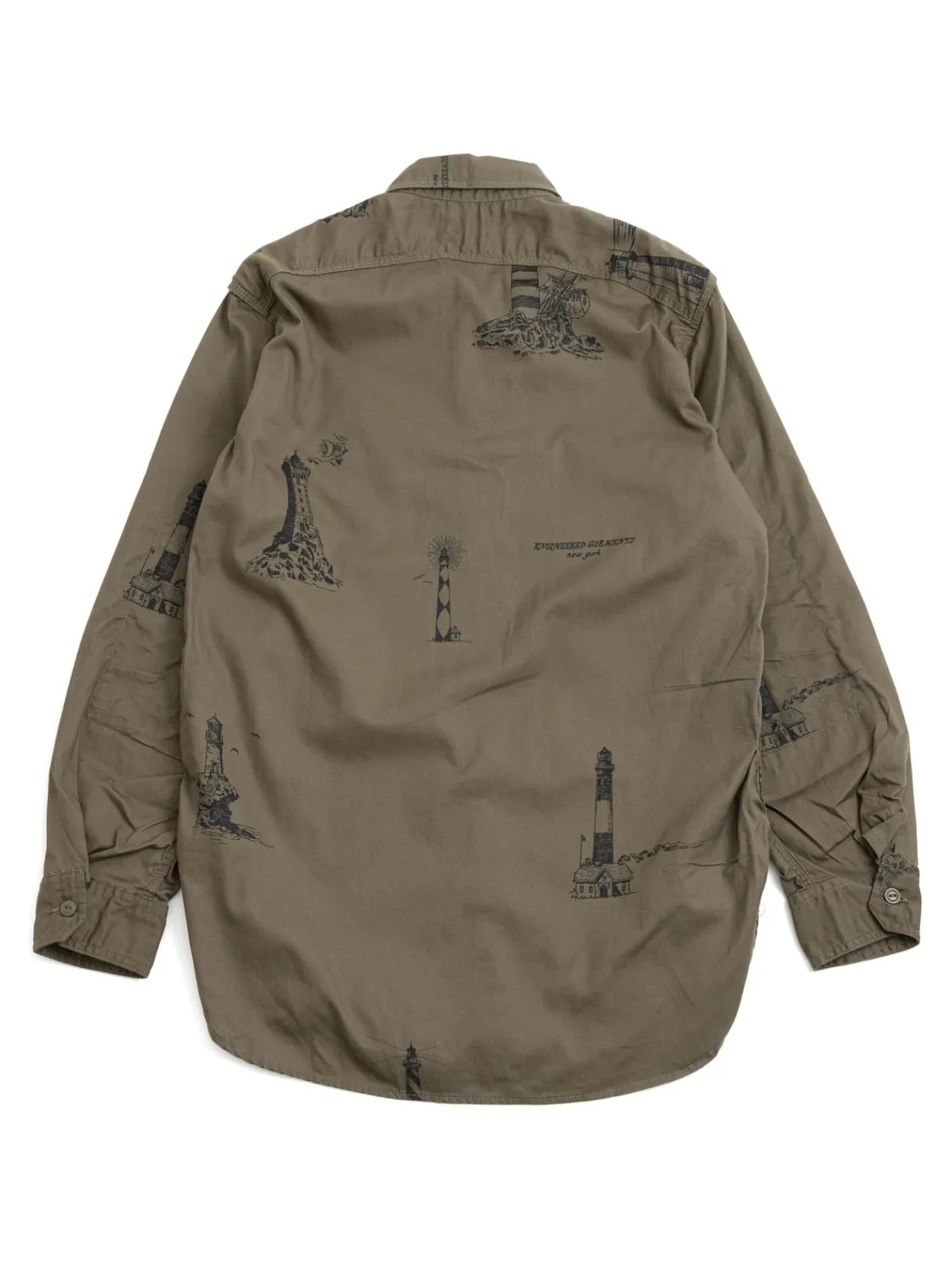 WORK SHIRT OLIVE LH PRINTED SANDED TWILL | Engineered Garments Shop
