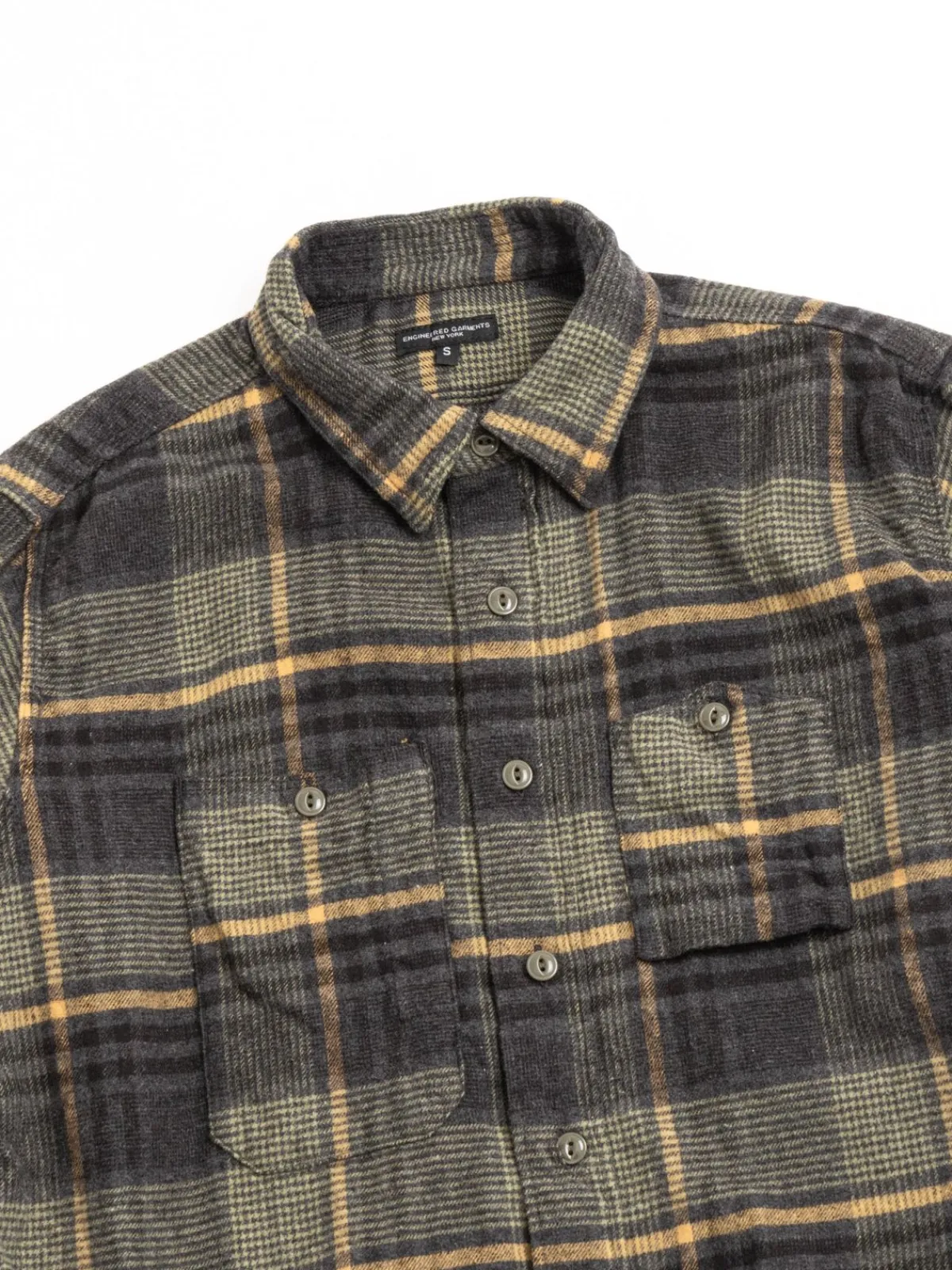 WORK SHIRT YELLOW/GRAY COTTON PLAID FLANNEL | Engineered Garments Hot